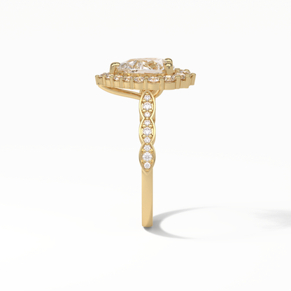 Pear Pave & Halo Lab Grown Diamond Engagement Ring