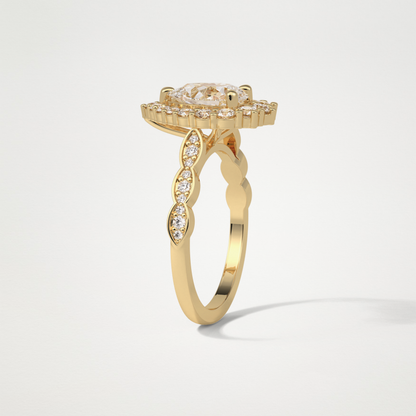Pear Pave & Halo Lab Grown Diamond Engagement Ring