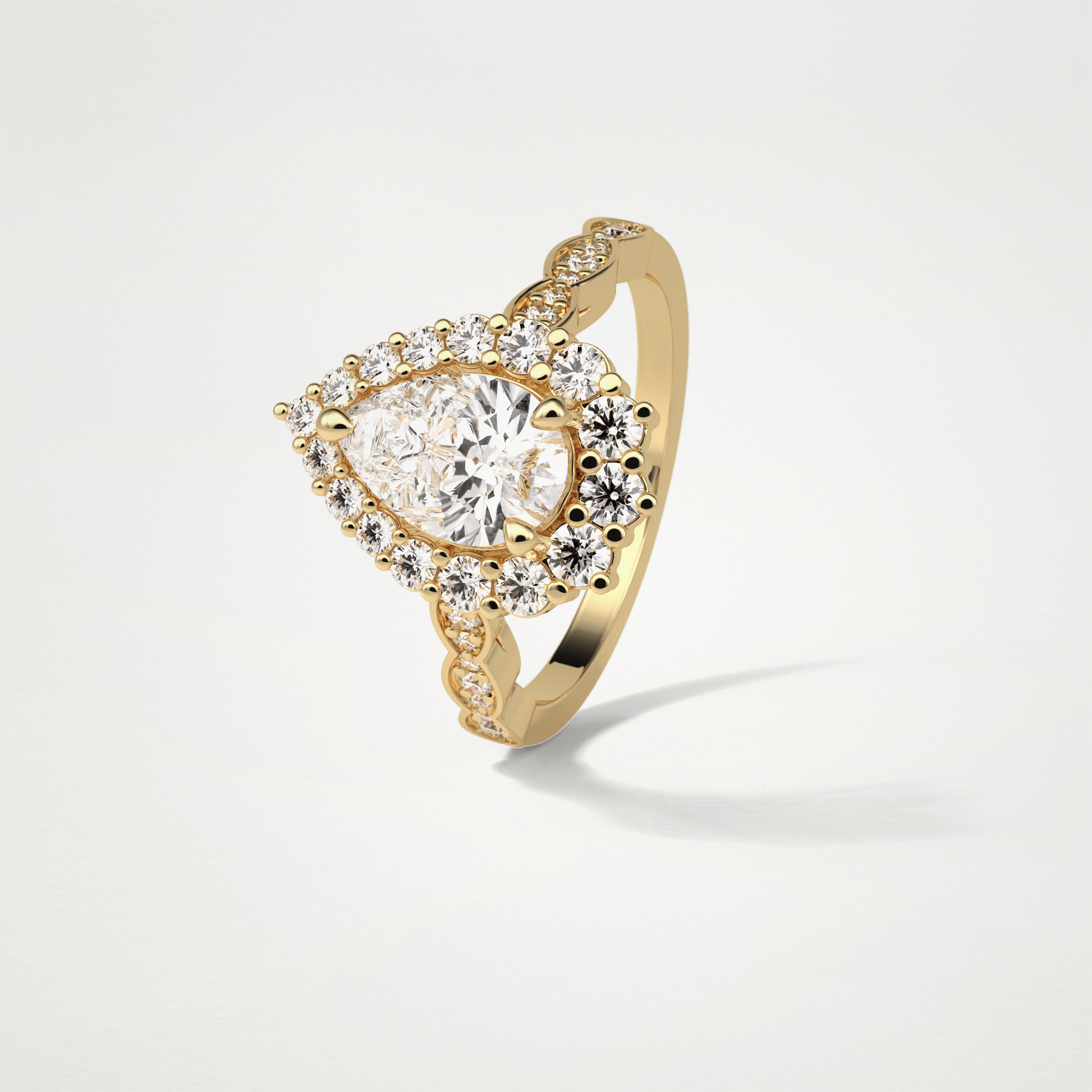 Pear Pave & Halo Lab Grown Diamond Engagement Ring