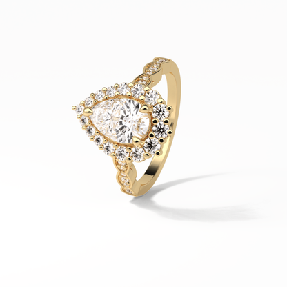 Pear Pave & Halo Lab Grown Diamond Engagement Ring