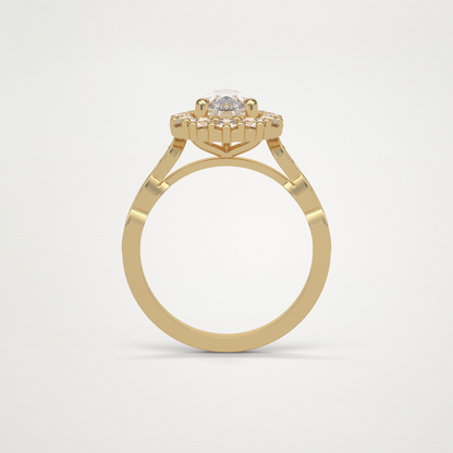 Pear Pave & Halo Lab Grown Diamond Engagement Ring