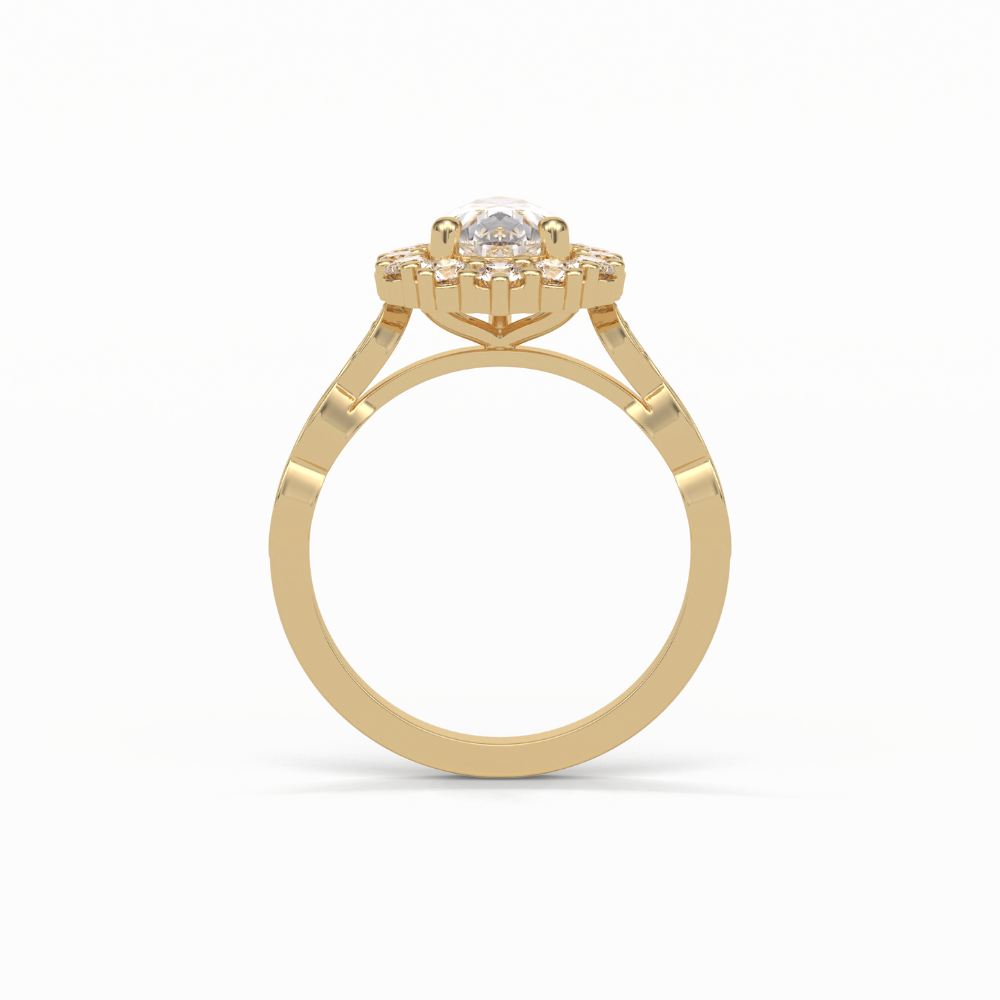 Pear Pave & Halo Lab Grown Diamond Engagement Ring