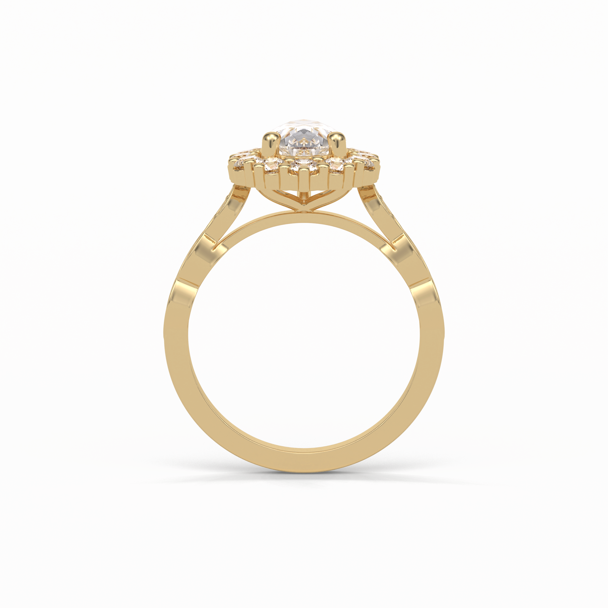 Pear Pave & Halo Lab Grown Diamond Engagement Ring