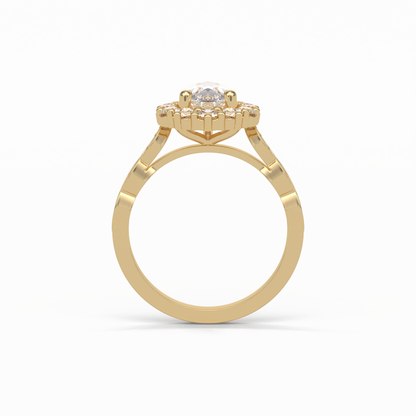 Pear Pave & Halo Lab Grown Diamond Engagement Ring