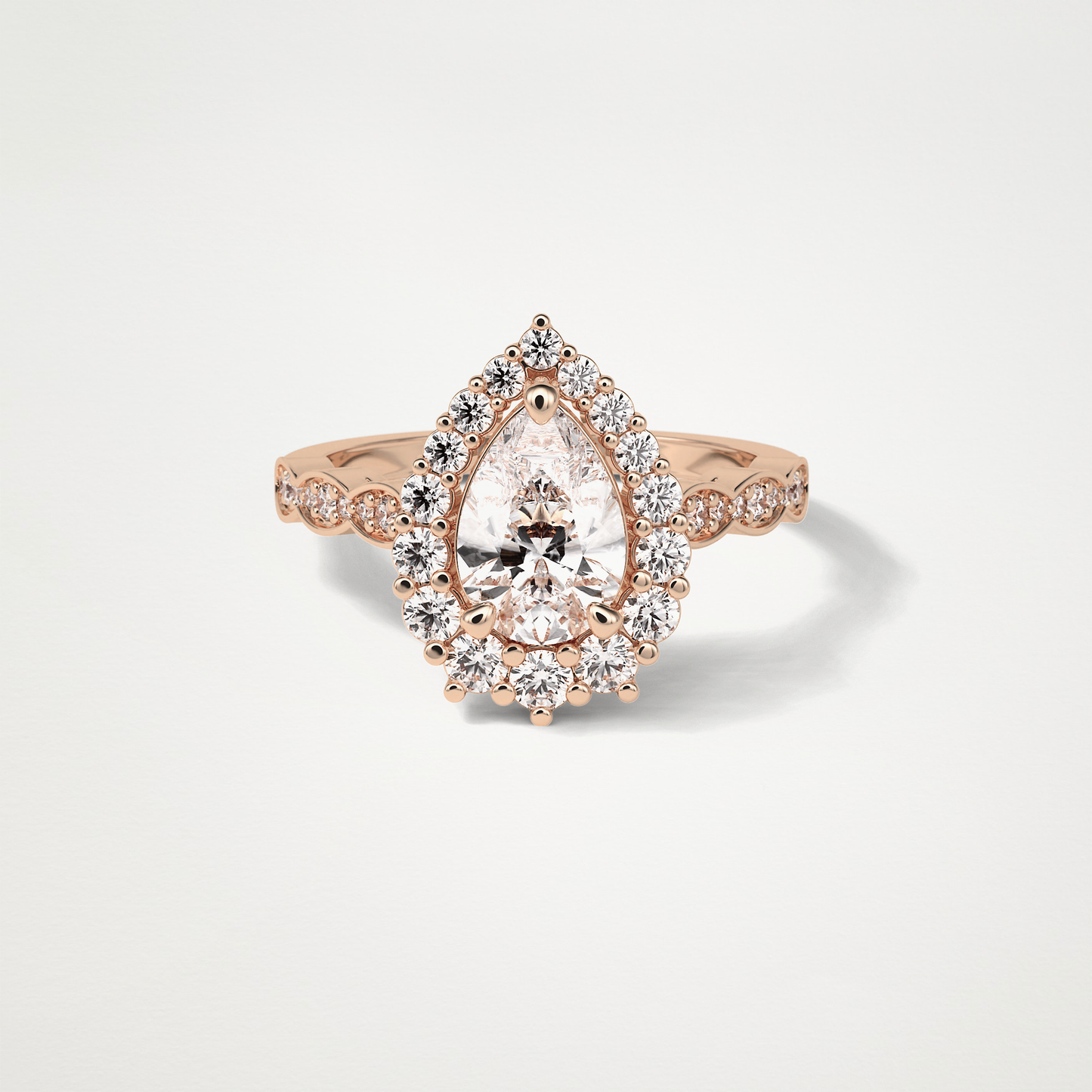 Pear Pave & Halo Lab Grown Diamond Engagement Ring