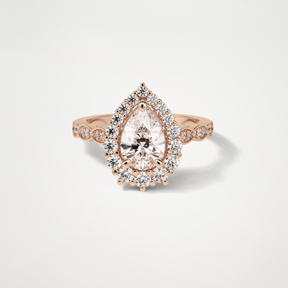 Pear Pave & Halo Lab Grown Diamond Engagement Ring