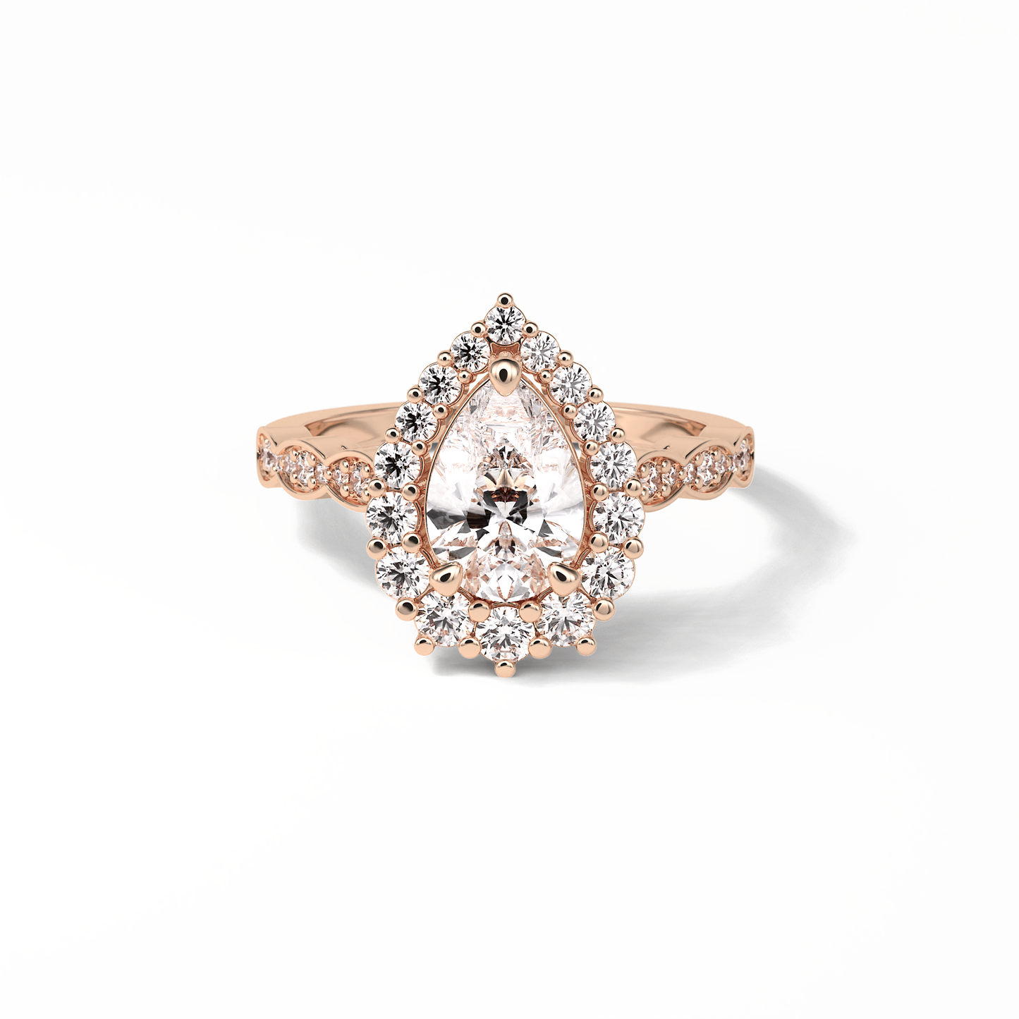 Pear Pave & Halo Lab Grown Diamond Engagement Ring