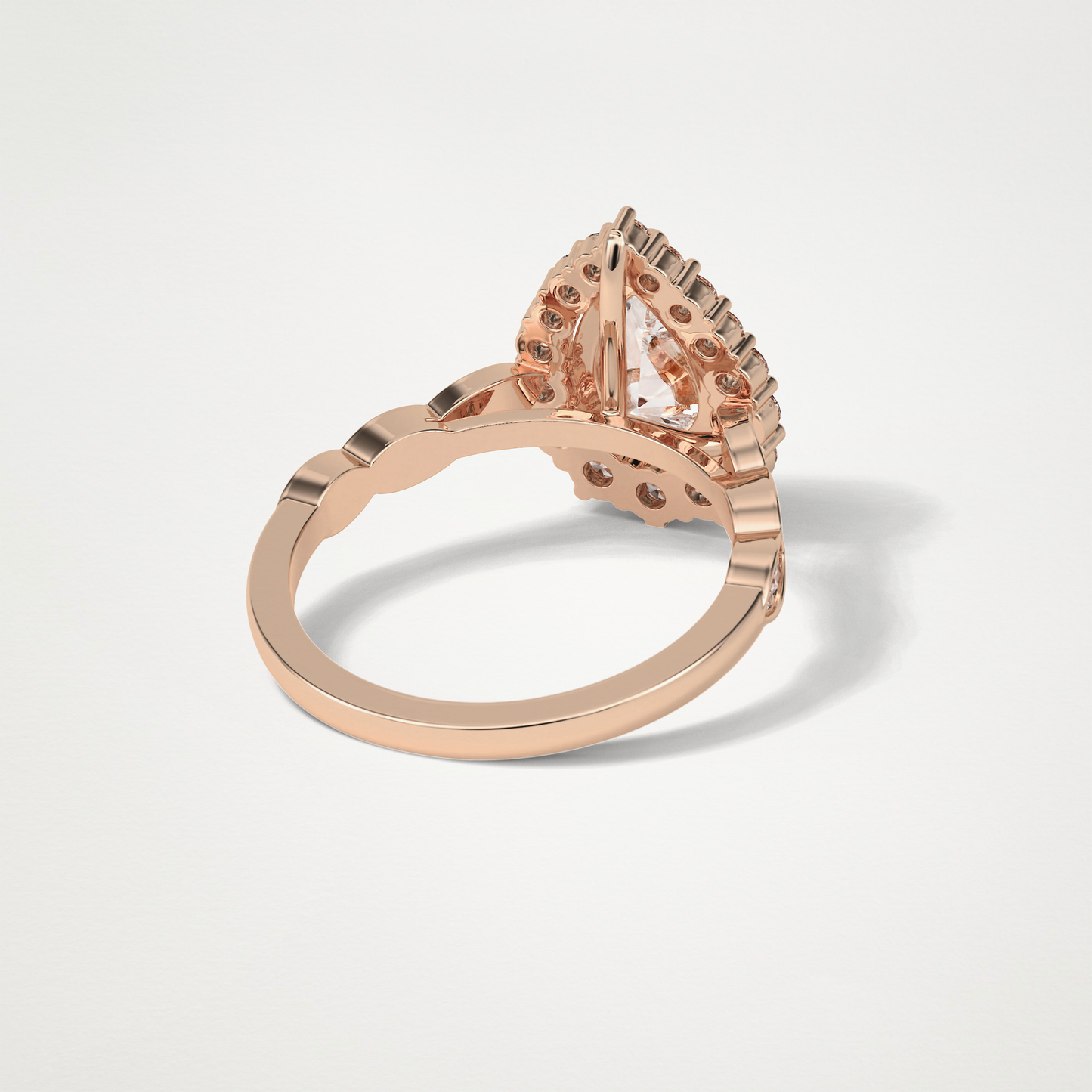 Pear Pave & Halo Lab Grown Diamond Engagement Ring