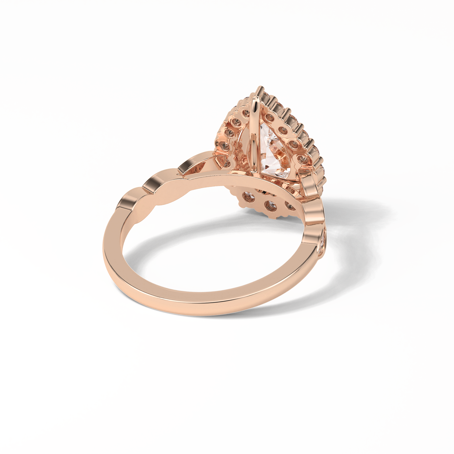 Pear Pave & Halo Lab Grown Diamond Engagement Ring