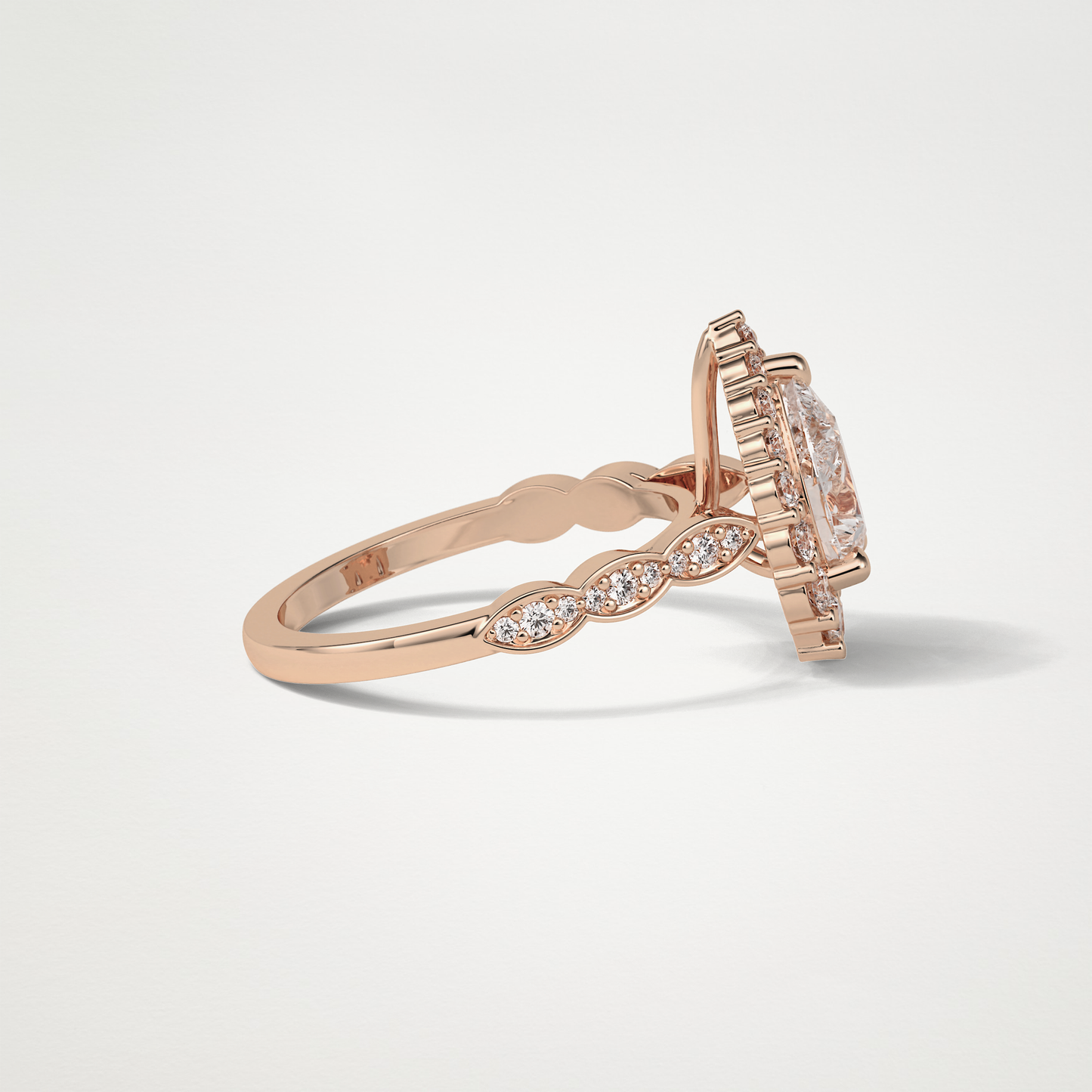 Pear Pave & Halo Lab Grown Diamond Engagement Ring