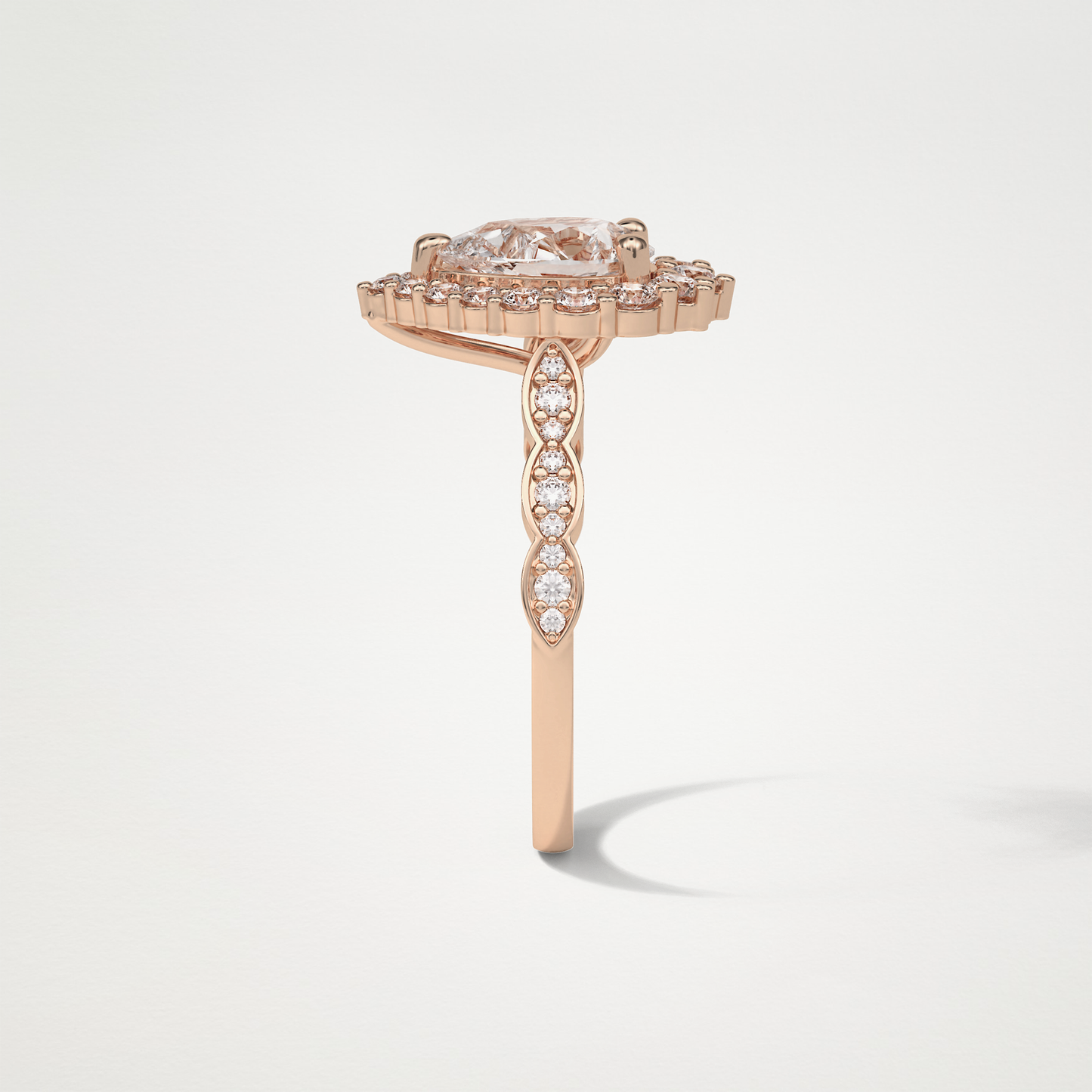 Pear Pave & Halo Lab Grown Diamond Engagement Ring