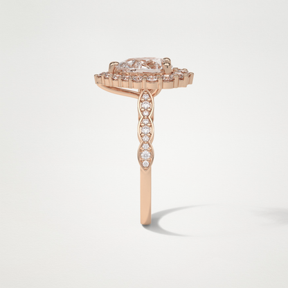 Pear Pave & Halo Lab Grown Diamond Engagement Ring