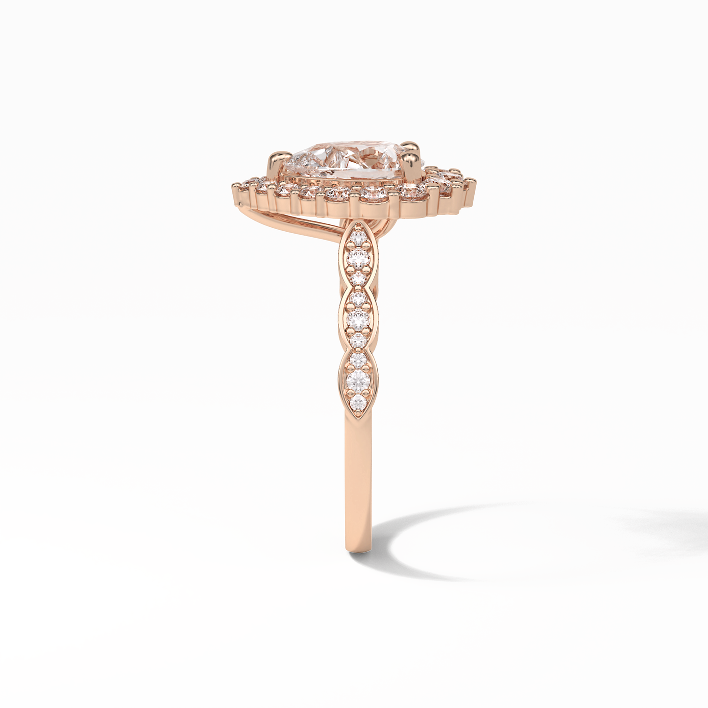 Pear Pave & Halo Lab Grown Diamond Engagement Ring