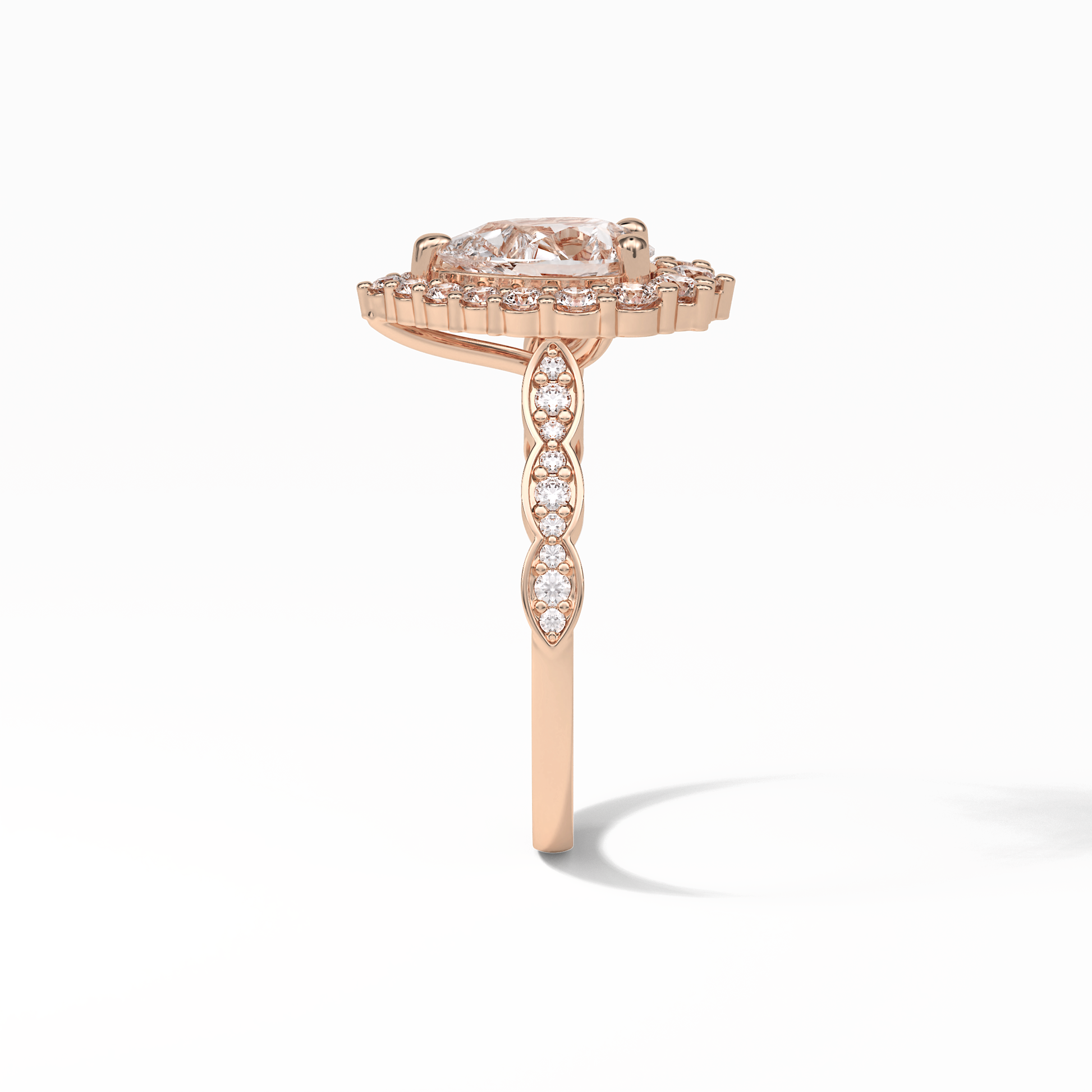 Pear Pave & Halo Lab Grown Diamond Engagement Ring