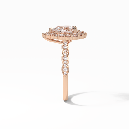 Pear Pave & Halo Lab Grown Diamond Engagement Ring