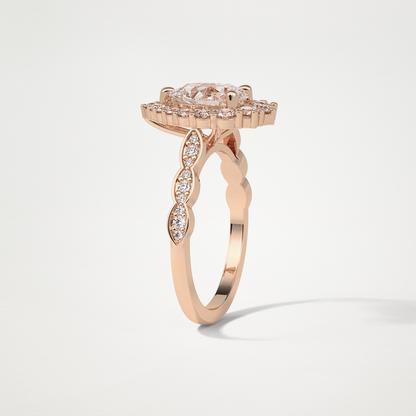 Pear Pave & Halo Lab Grown Diamond Engagement Ring