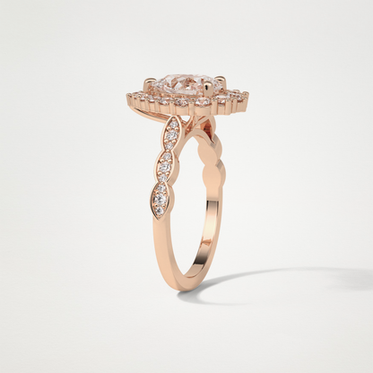 Pear Pave & Halo Lab Grown Diamond Engagement Ring