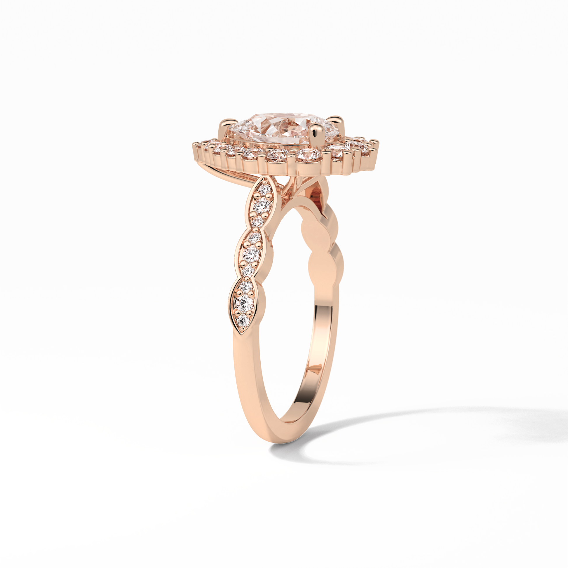 Pear Pave & Halo Lab Grown Diamond Engagement Ring