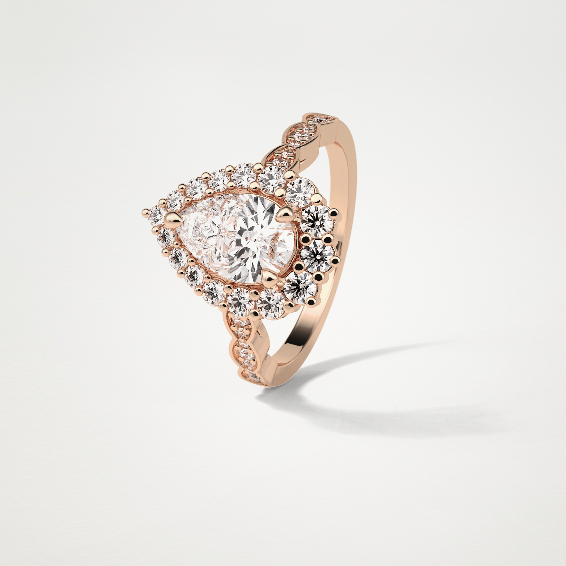 Pear Pave & Halo Lab Grown Diamond Engagement Ring