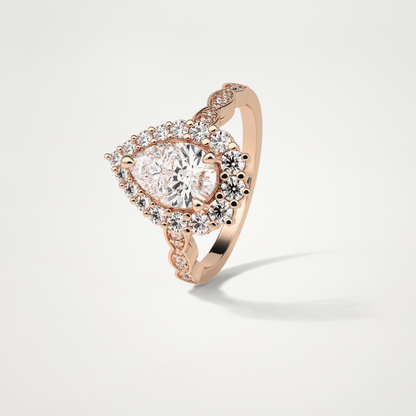 Pear Pave & Halo Lab Grown Diamond Engagement Ring