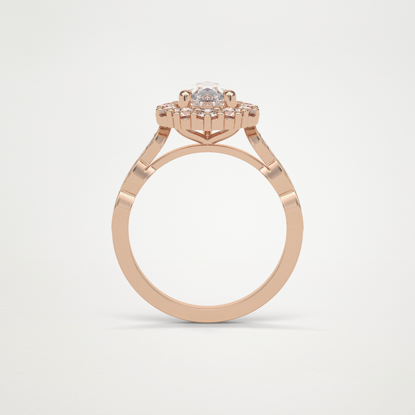 Pear Pave & Halo Lab Grown Diamond Engagement Ring