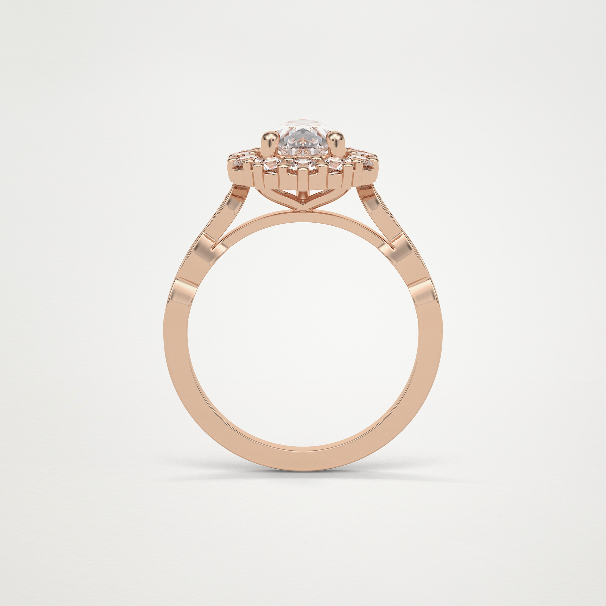 Pear Pave & Halo Lab Grown Diamond Engagement Ring