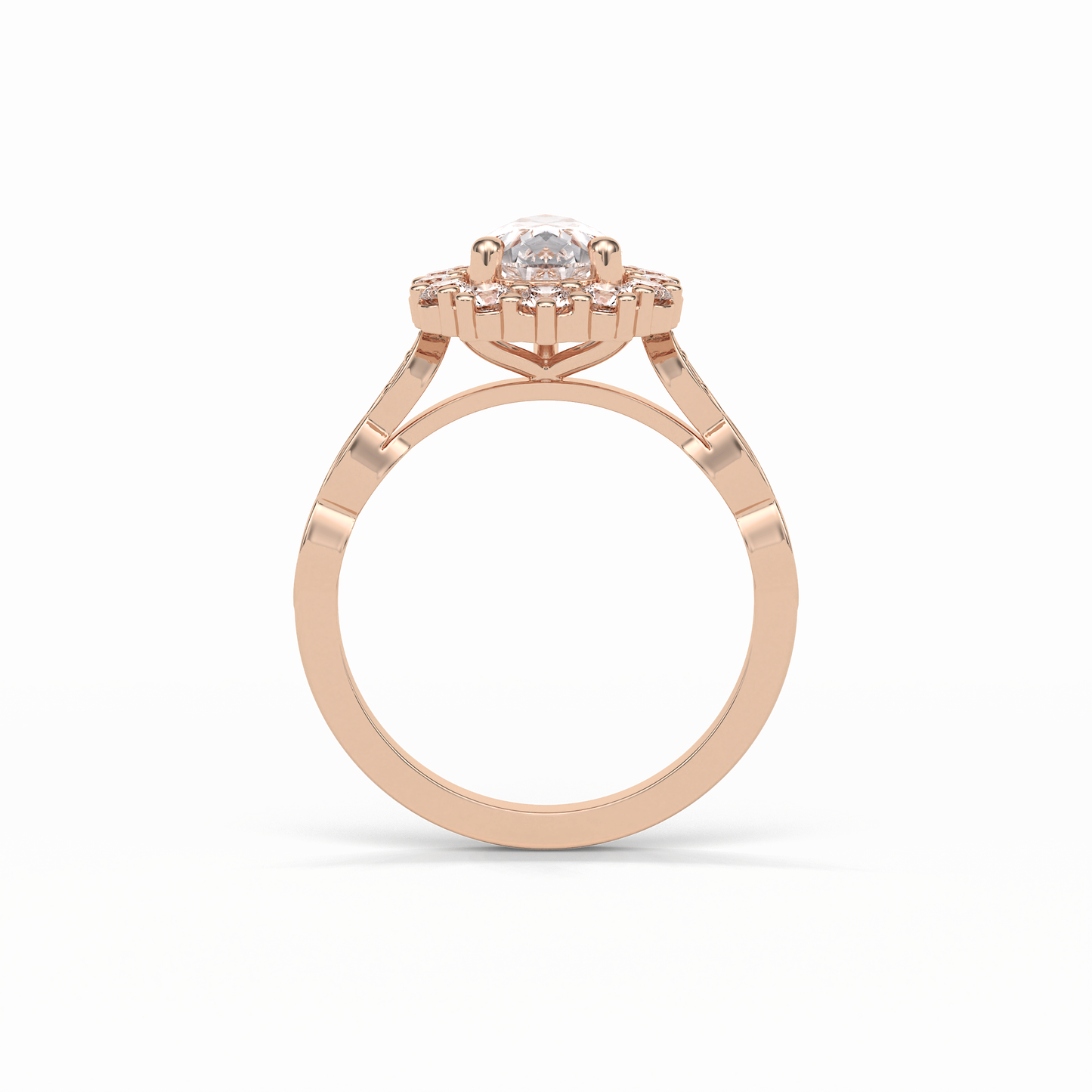 Pear Pave & Halo Lab Grown Diamond Engagement Ring