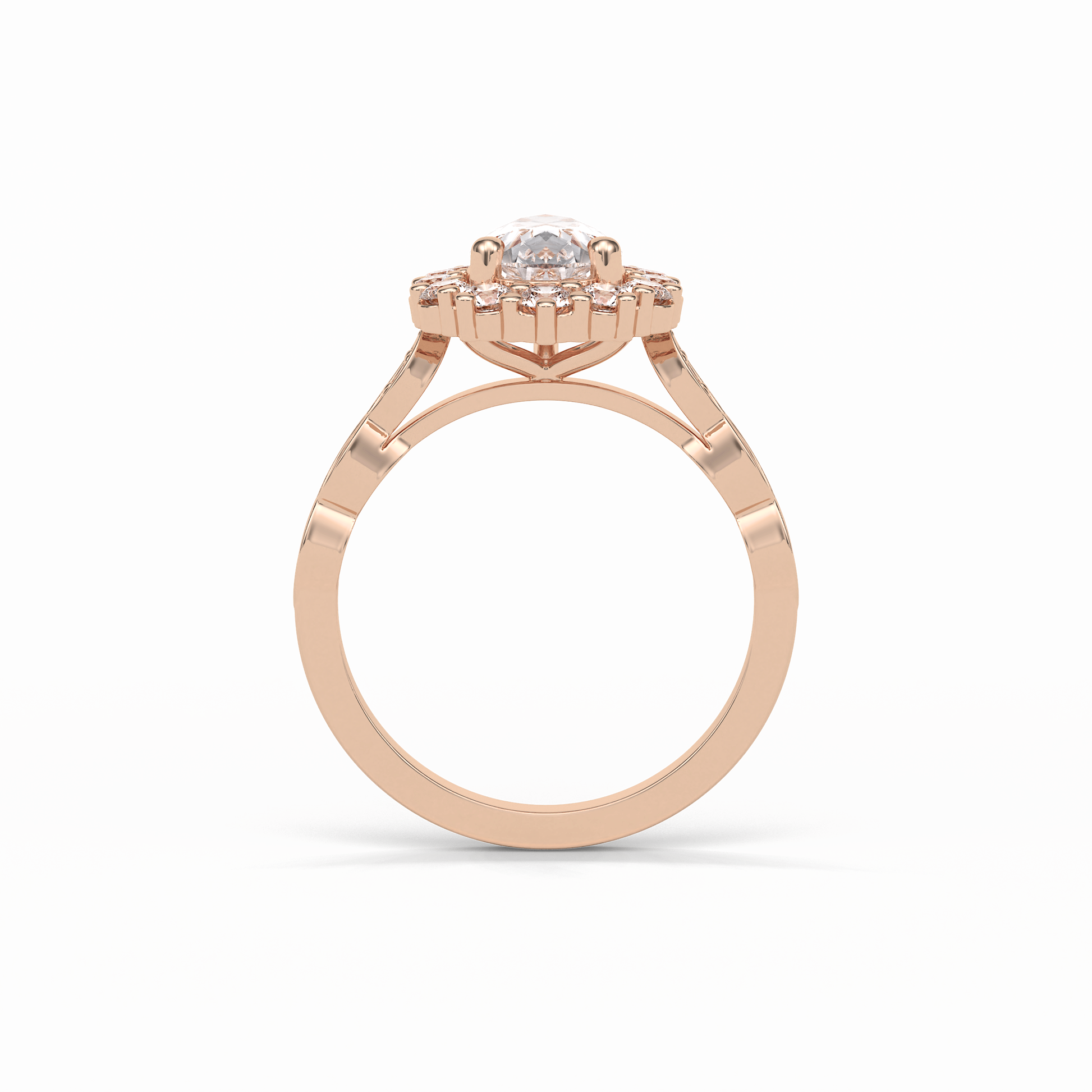 Pear Pave & Halo Lab Grown Diamond Engagement Ring