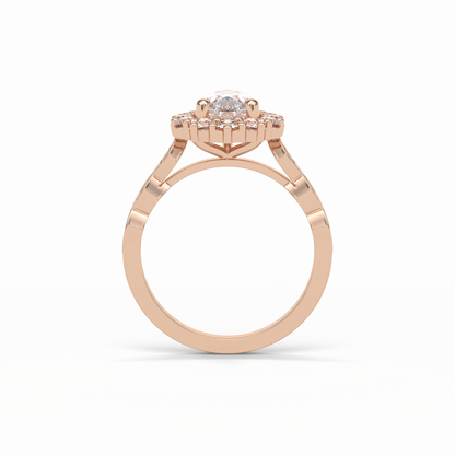 Pear Pave & Halo Lab Grown Diamond Engagement Ring