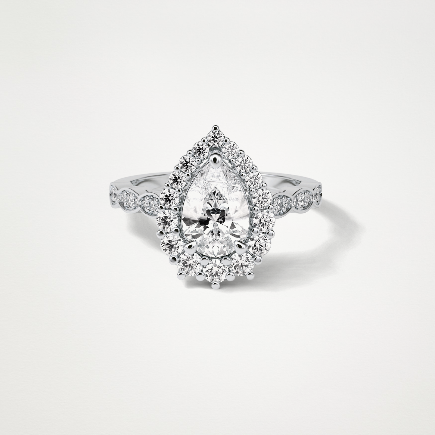 Pear Pave & Halo Lab Grown Diamond Engagement Ring