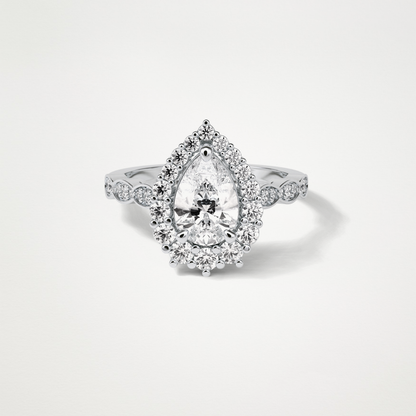 Pear Pave & Halo Lab Grown Diamond Engagement Ring