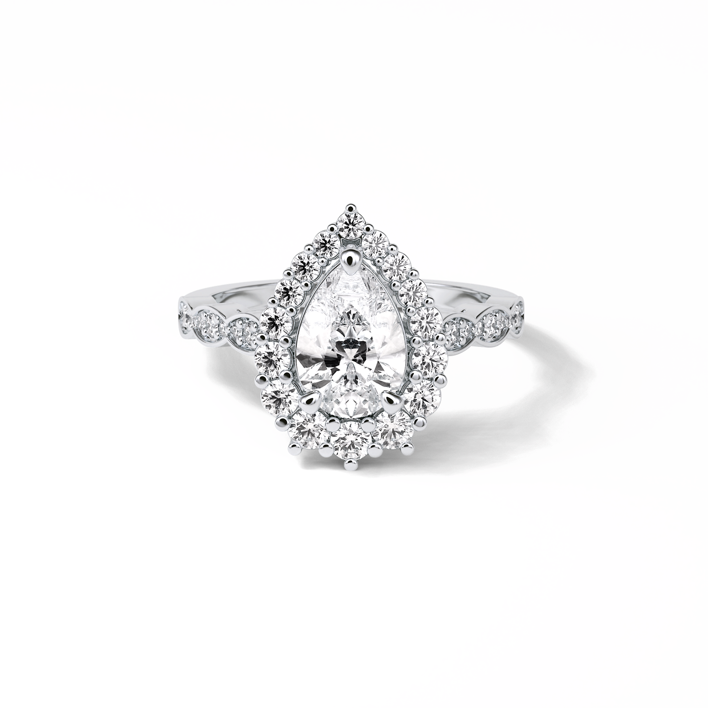 Pear Pave & Halo Lab Grown Diamond Engagement Ring