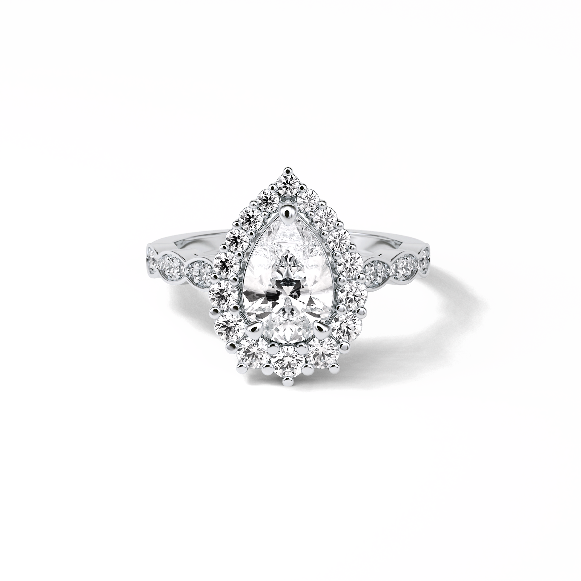 Pear Pave & Halo Lab Grown Diamond Engagement Ring