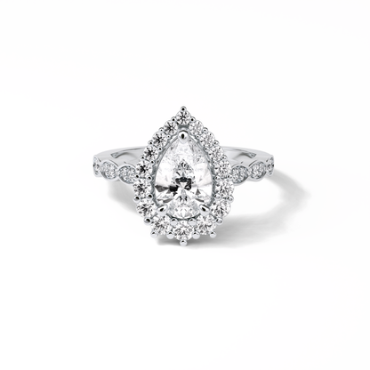 Pear Pave & Halo Lab Grown Diamond Engagement Ring