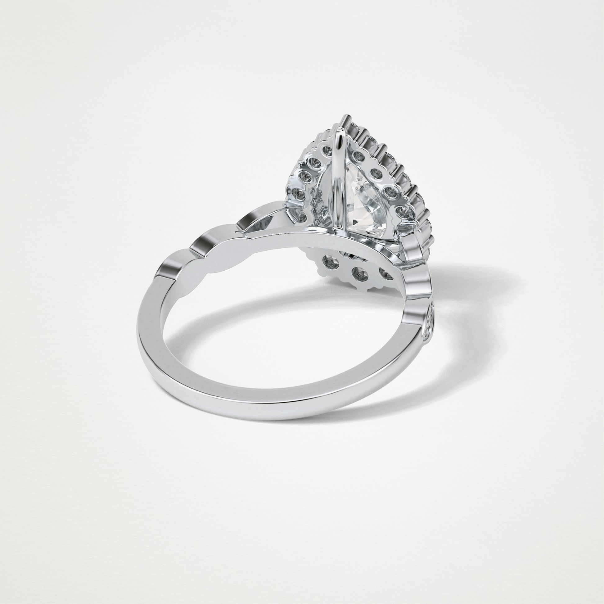 Pear Pave & Halo Lab Grown Diamond Engagement Ring