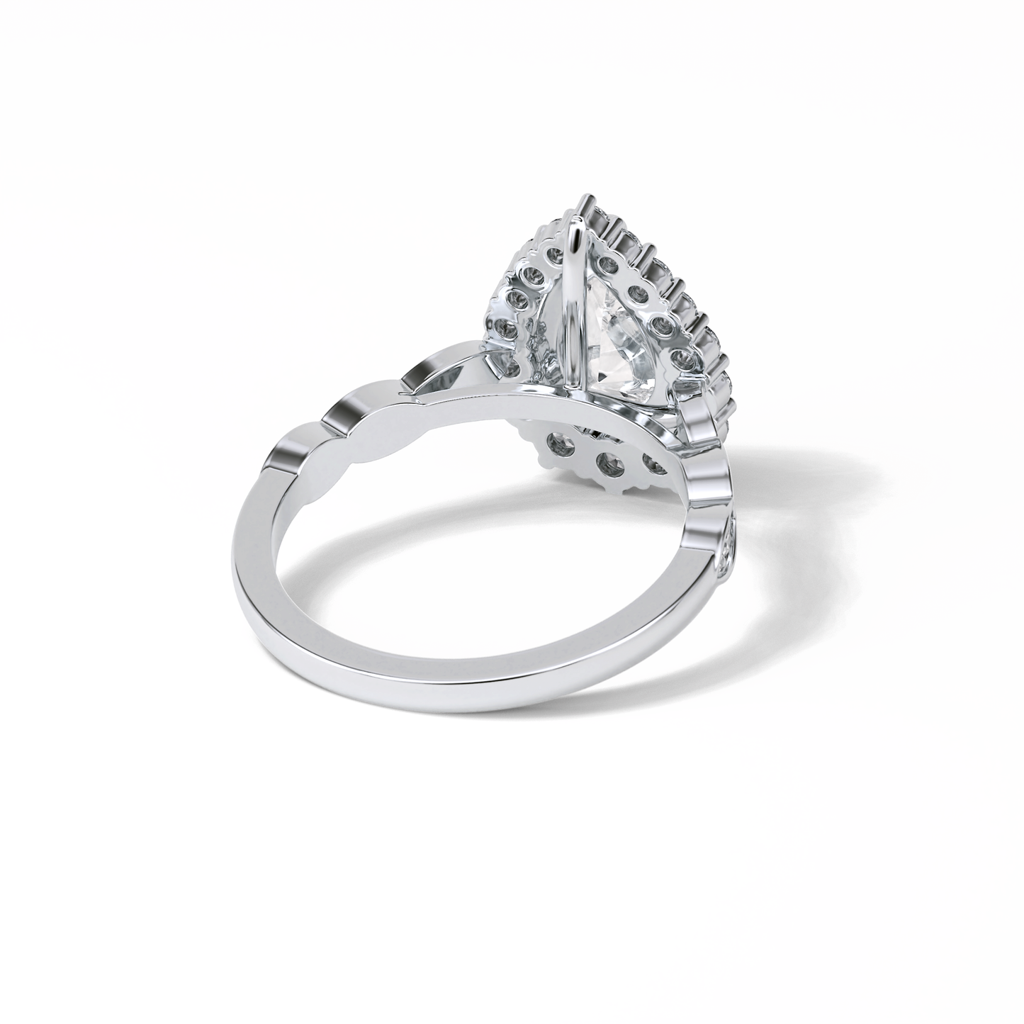 Pear Pave & Halo Lab Grown Diamond Engagement Ring
