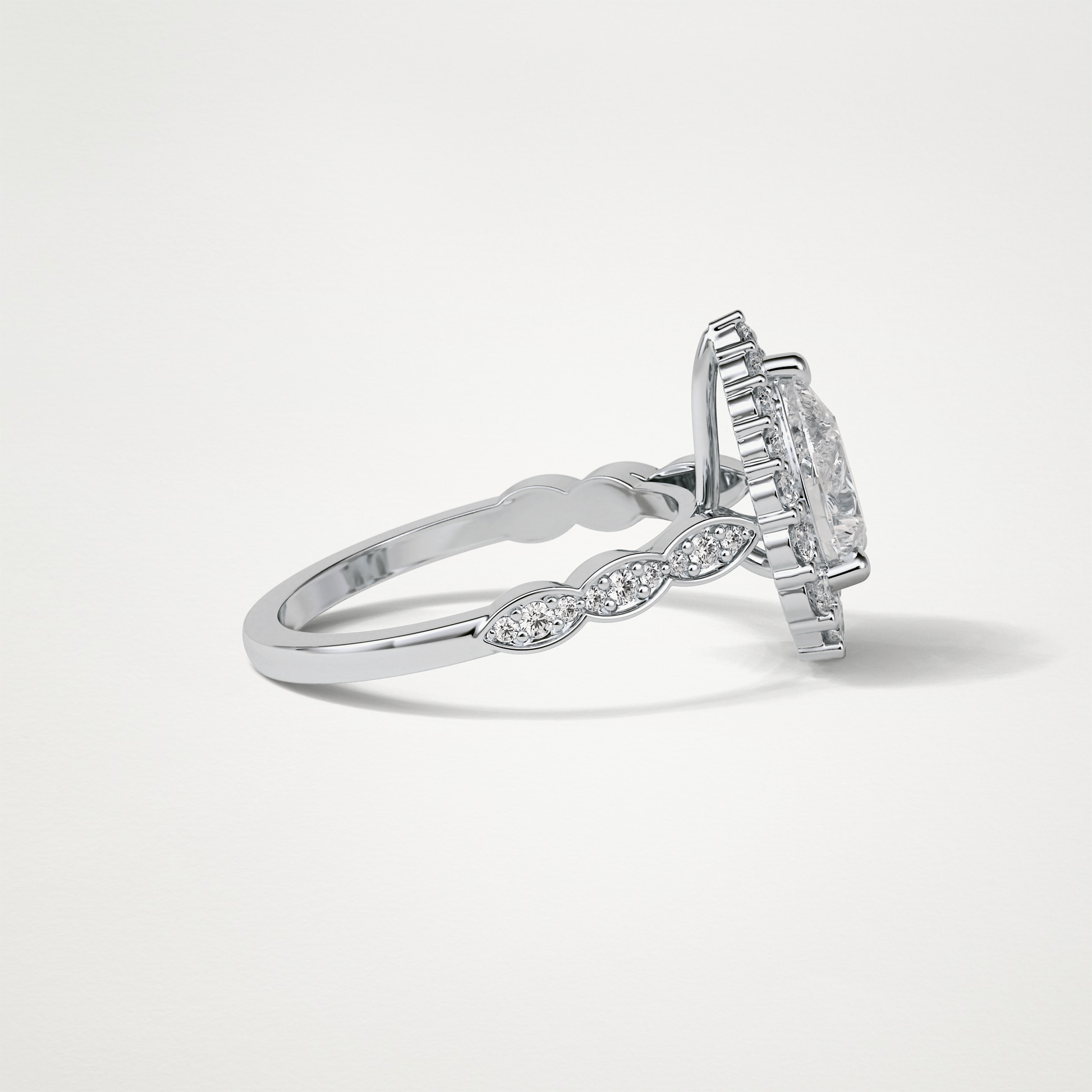 Pear Pave & Halo Lab Grown Diamond Engagement Ring