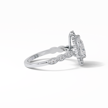 Pear Pave & Halo Lab Grown Diamond Engagement Ring