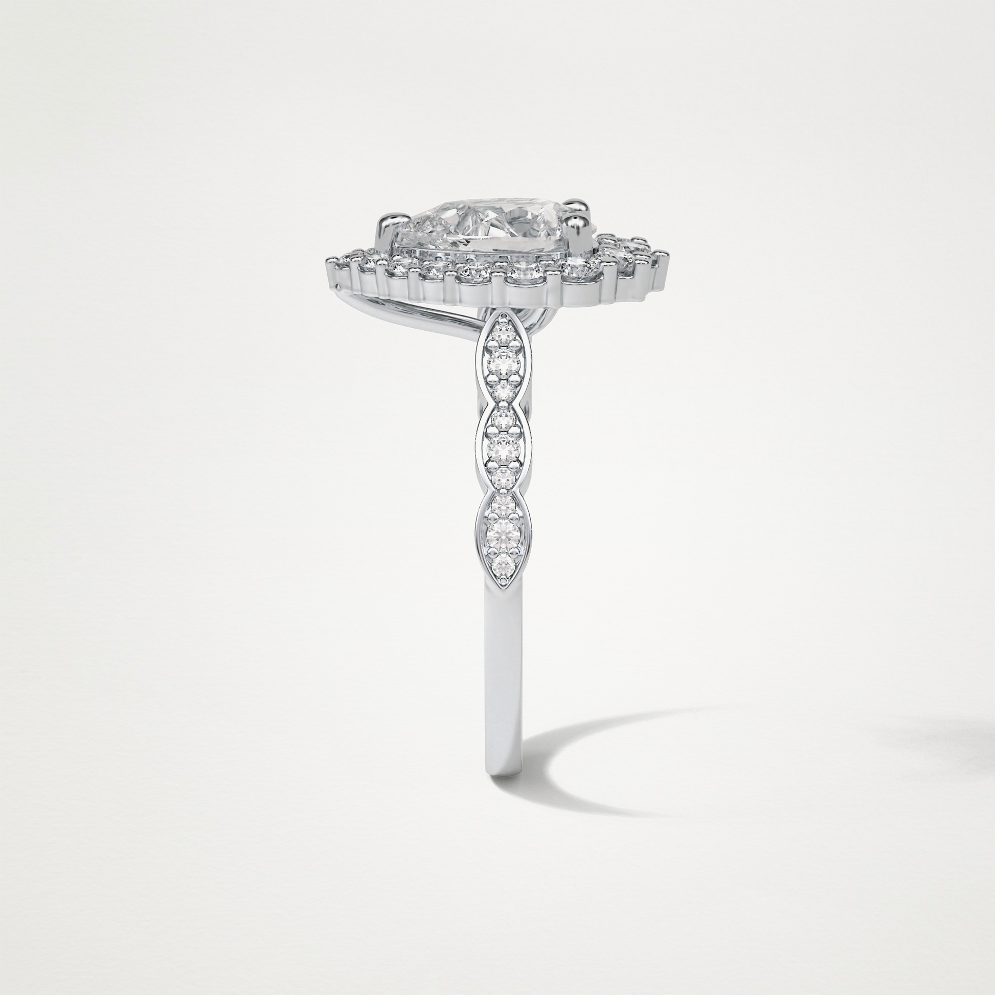 Pear Pave & Halo Lab Grown Diamond Engagement Ring