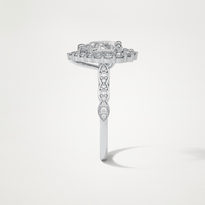 Pear Pave & Halo Lab Grown Diamond Engagement Ring