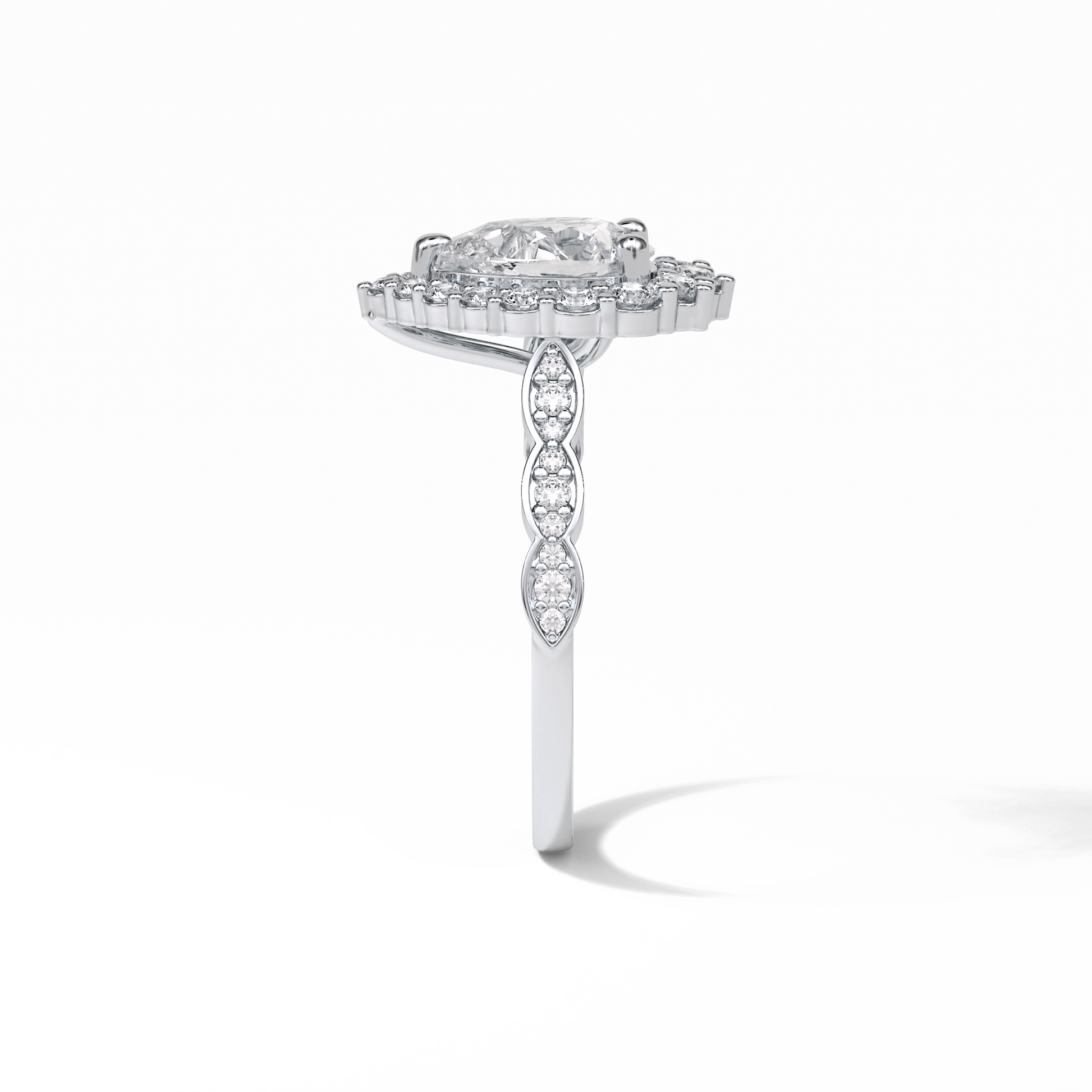Pear Pave & Halo Lab Grown Diamond Engagement Ring