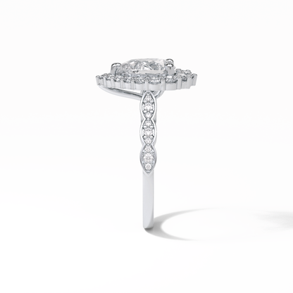 Pear Pave & Halo Lab Grown Diamond Engagement Ring
