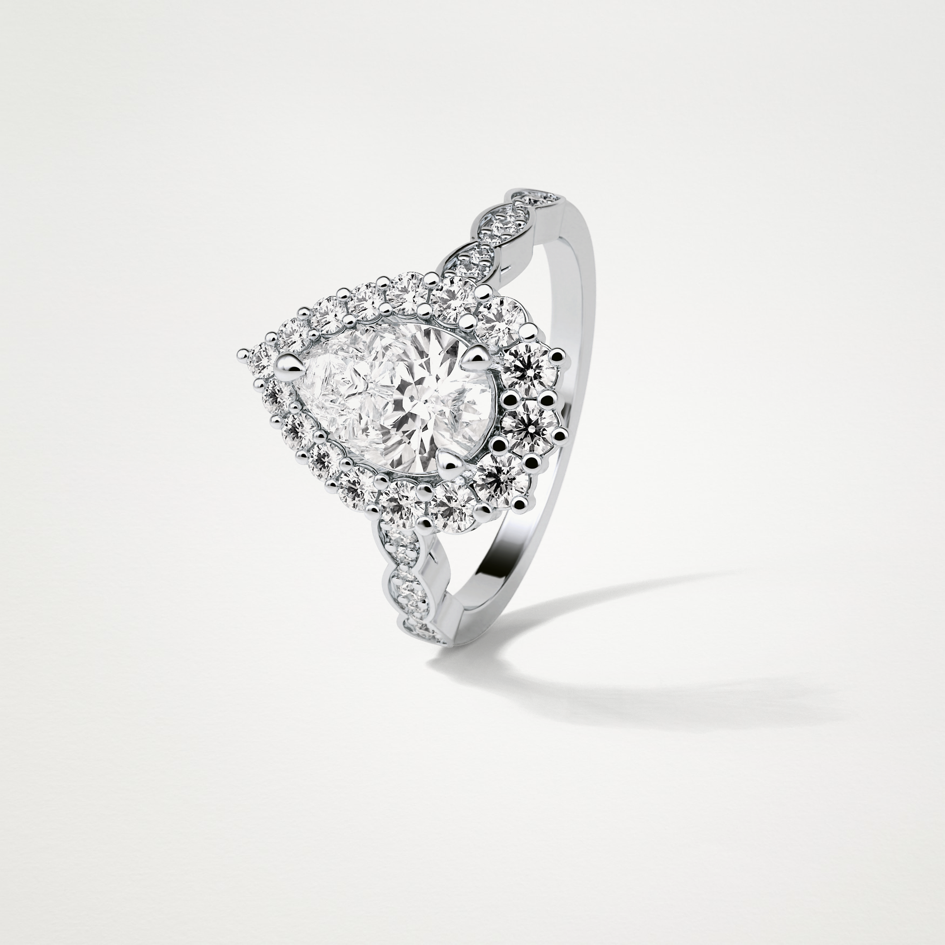Pear Pave & Halo Lab Grown Diamond Engagement Ring