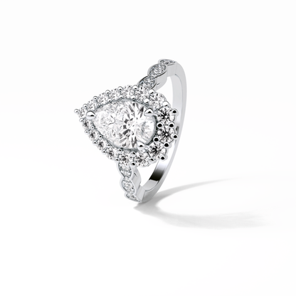 Pear Pave & Halo Lab Grown Diamond Engagement Ring