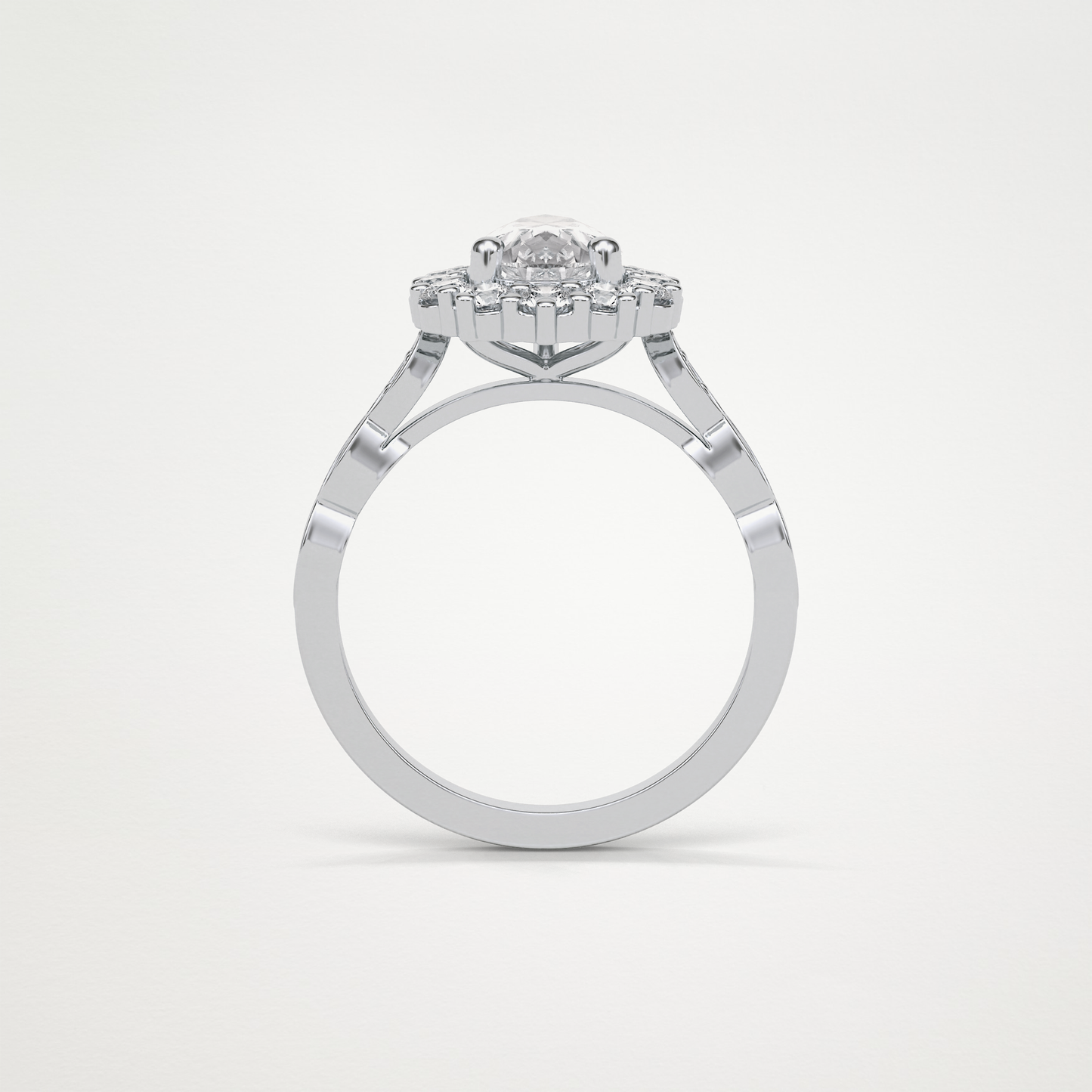 Pear Pave & Halo Lab Grown Diamond Engagement Ring