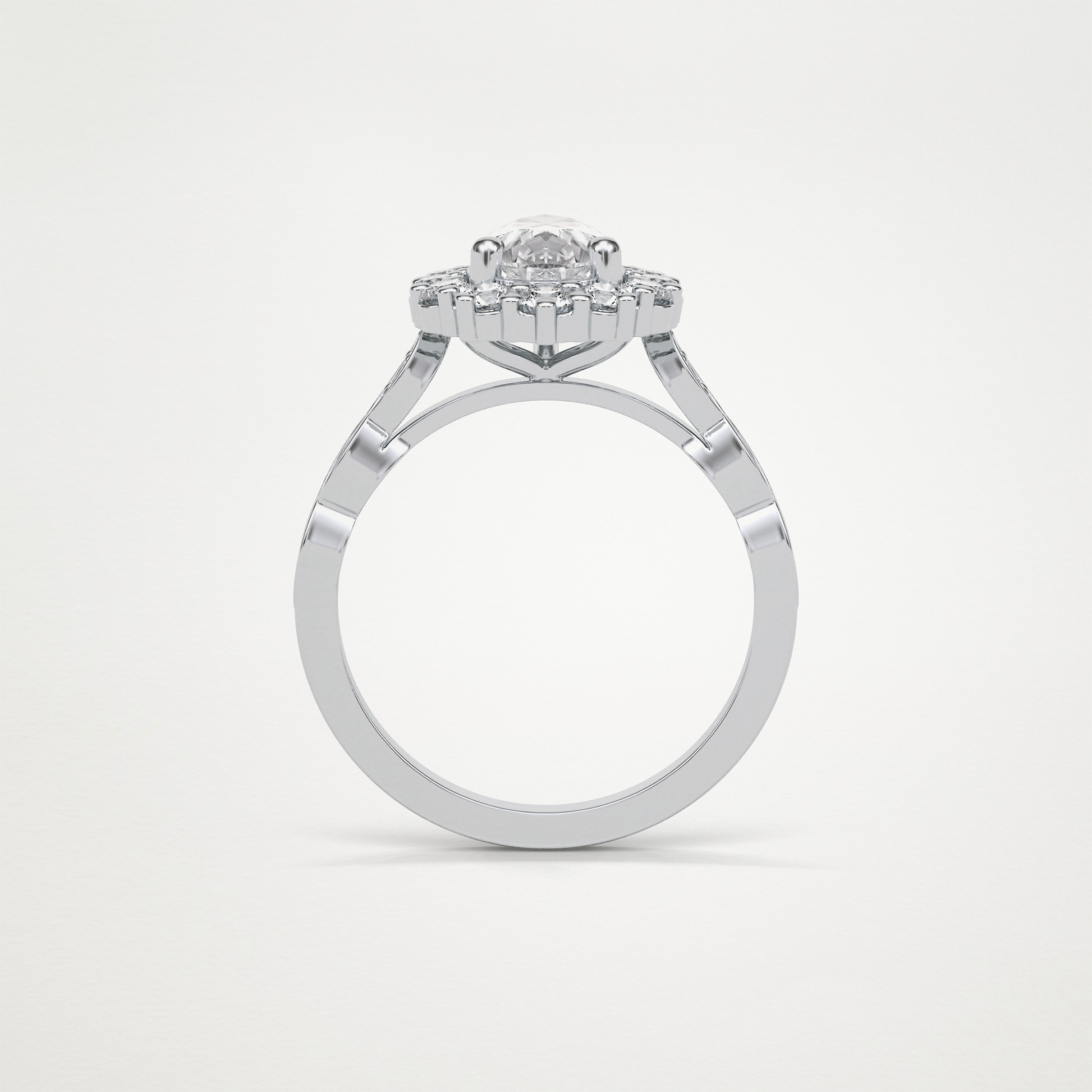 Pear Pave & Halo Lab Grown Diamond Engagement Ring