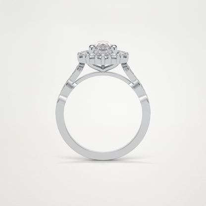 Pear Pave & Halo Lab Grown Diamond Engagement Ring
