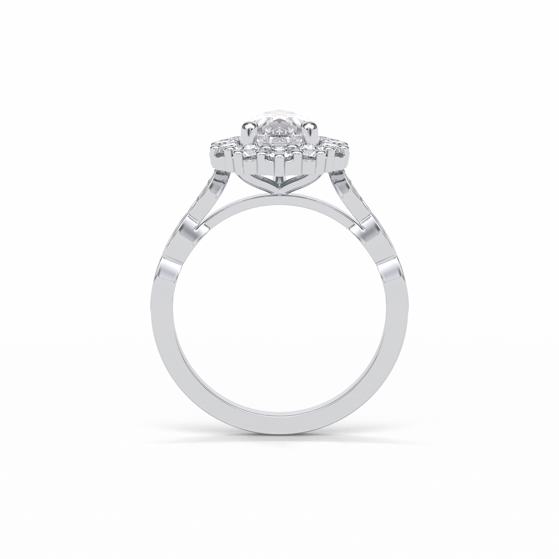 Pear Pave & Halo Lab Grown Diamond Engagement Ring