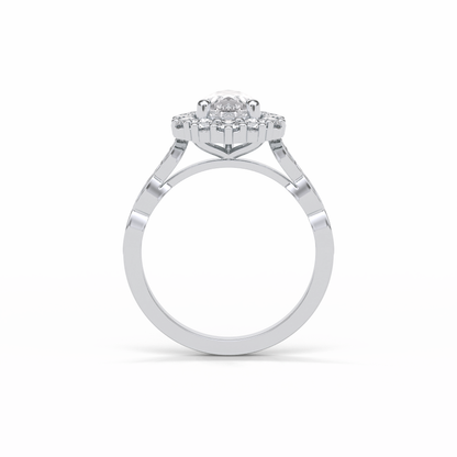 Pear Pave & Halo Lab Grown Diamond Engagement Ring