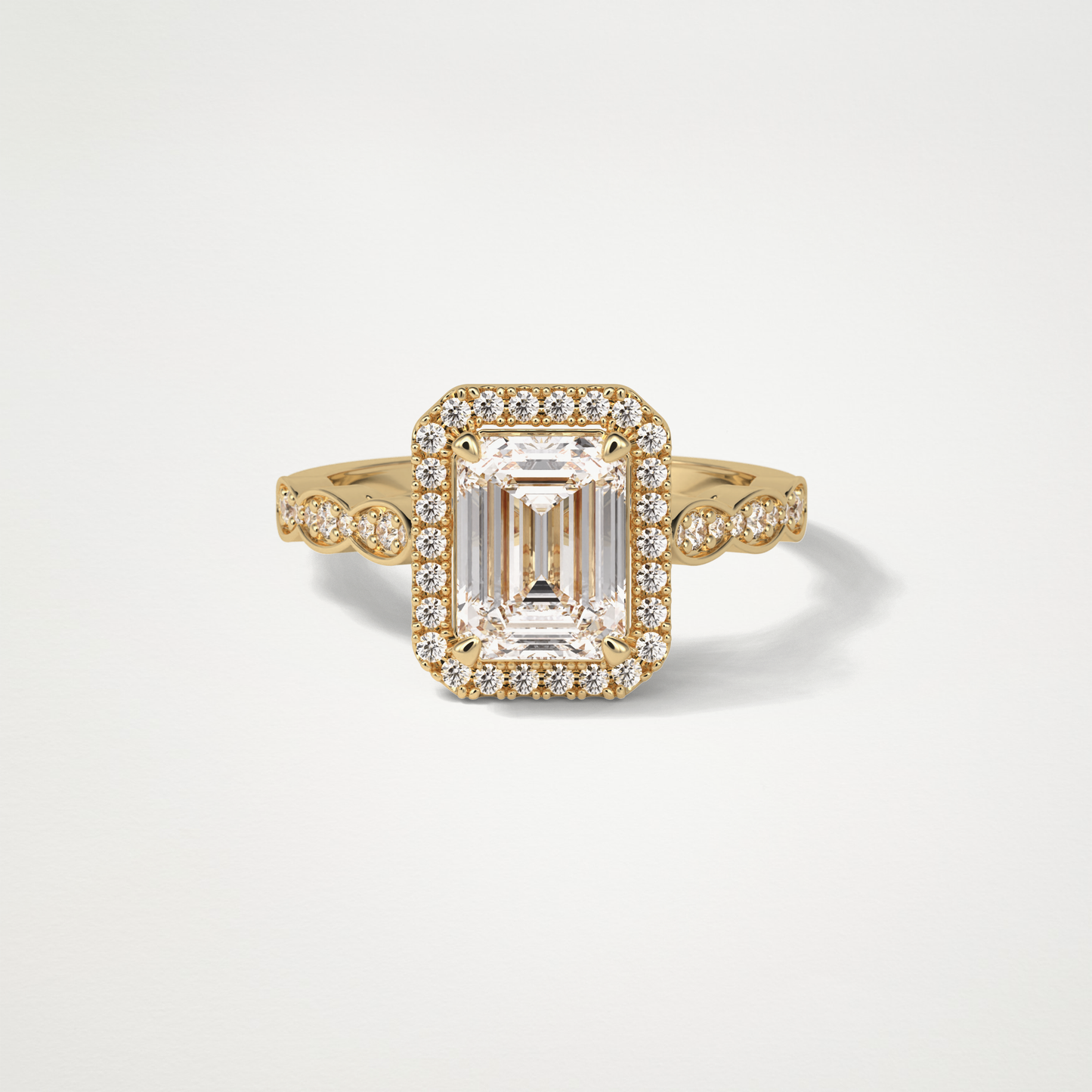 Emerald Pave & Halo Lab Grown Diamond Engagement Ring